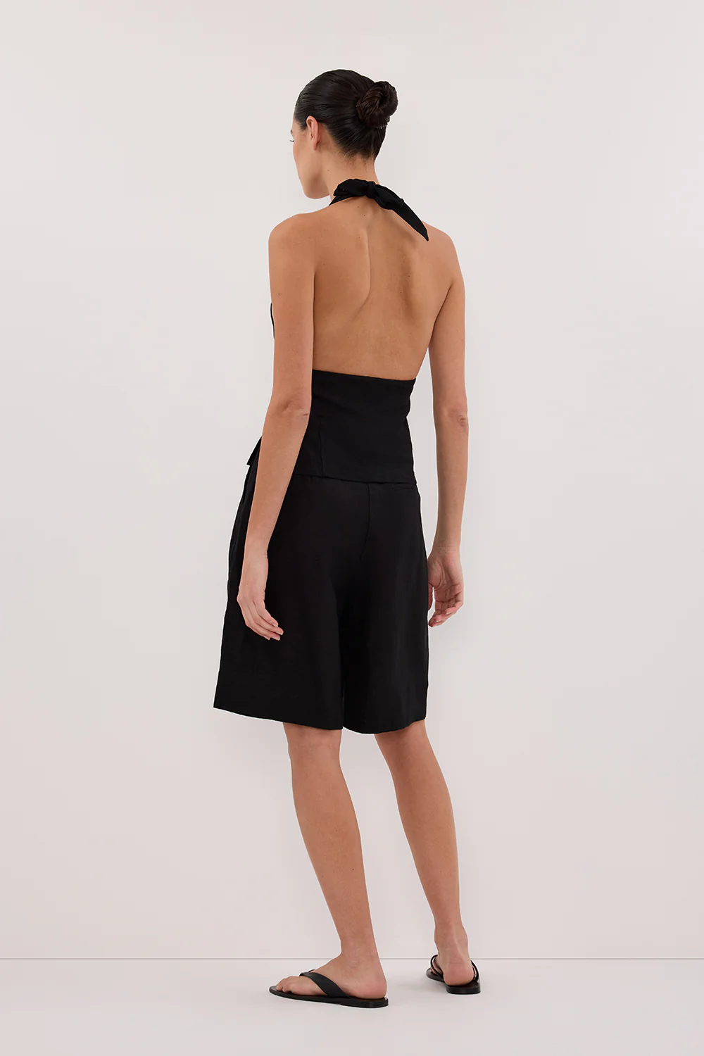 AUDREY BLACK LINEN HALTER TOP - Image 7
