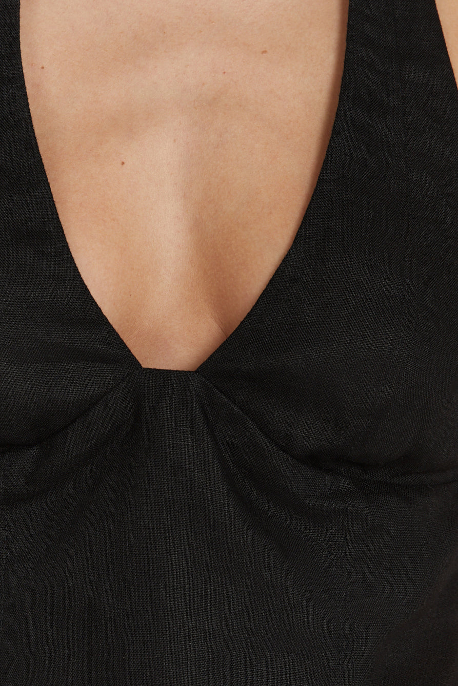 AUDREY BLACK LINEN HALTER TOP - Image 8