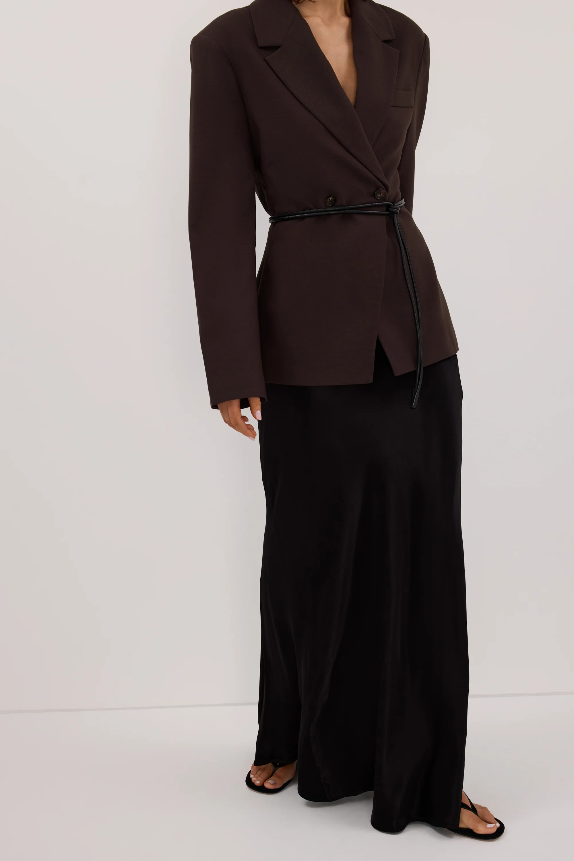 CHARLI BLACK SATIN MAXI SKIRT - Image 3