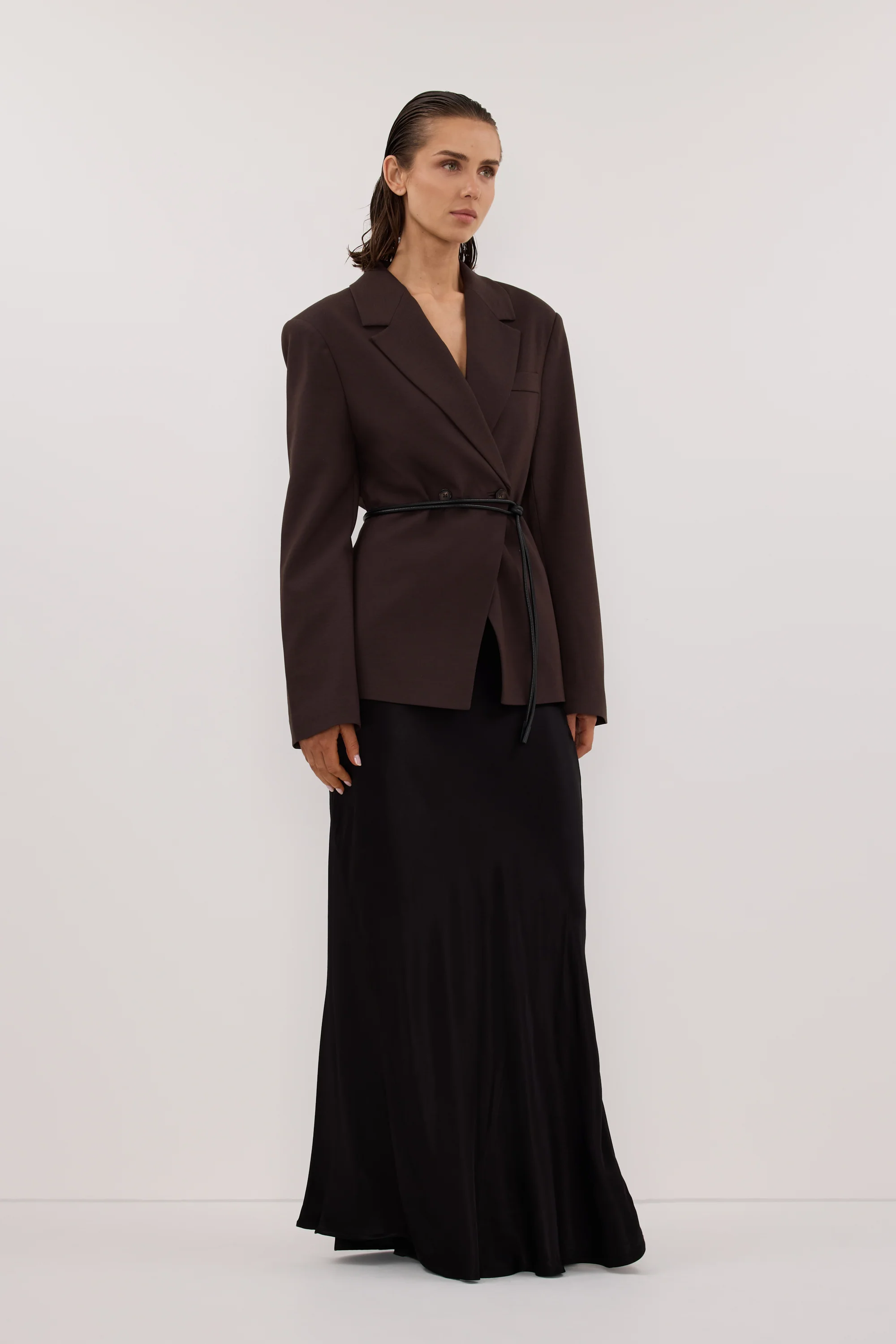 CHARLI BLACK SATIN MAXI SKIRT - Image 4