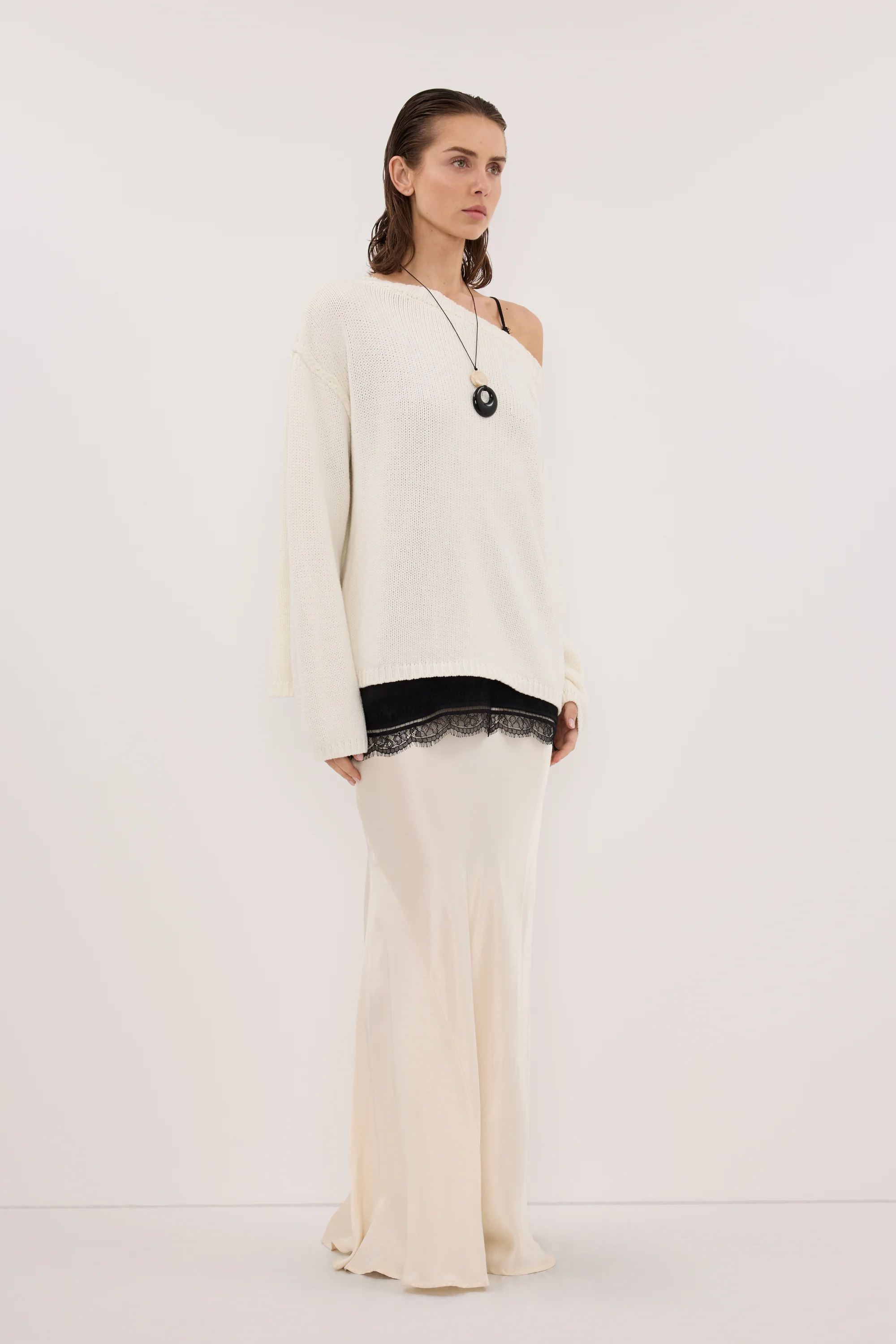 CHARLI CREAM SATIN MAXI SKIRT - Image 3