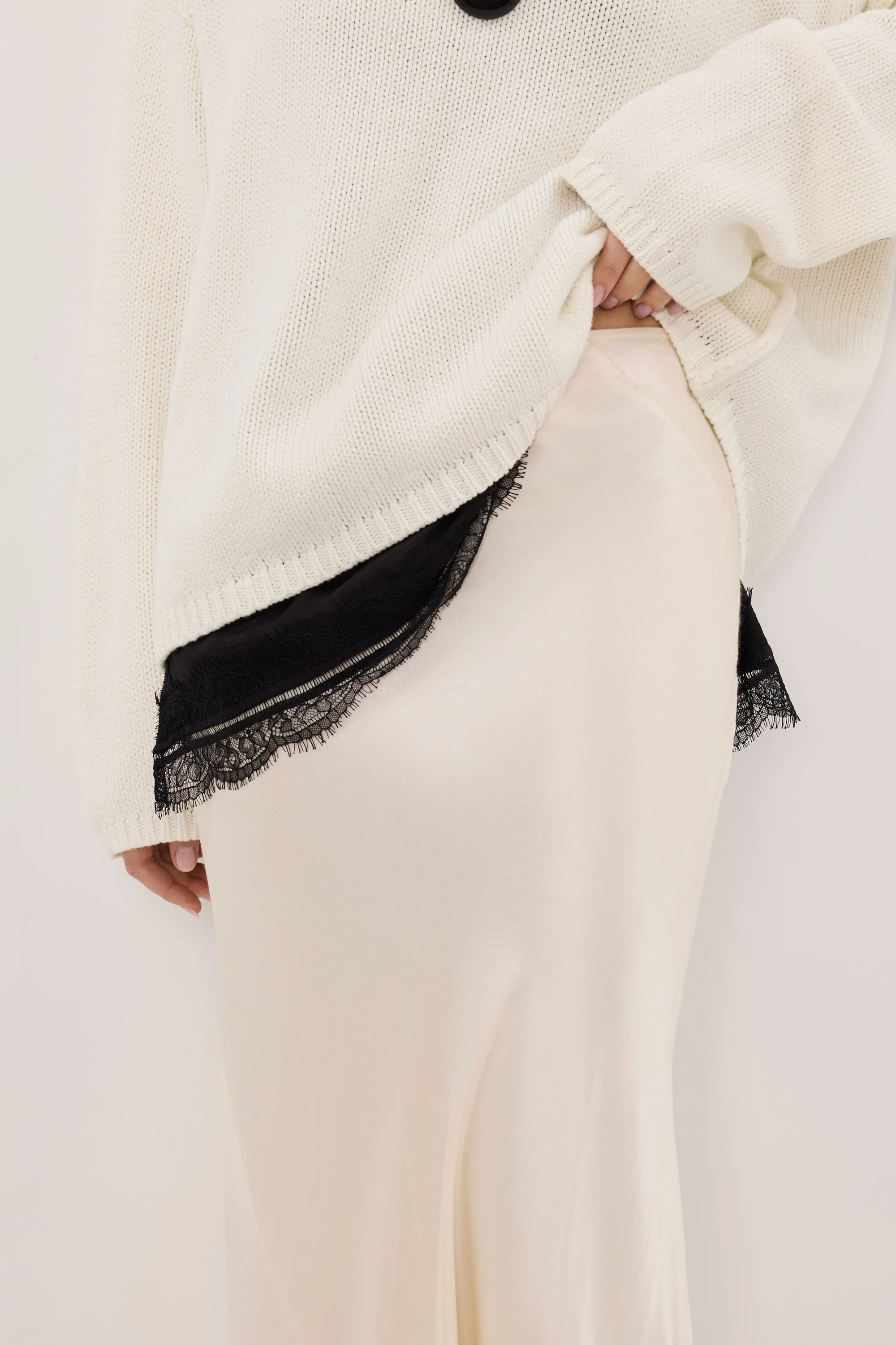 CHARLI CREAM SATIN MAXI SKIRT - Image 5