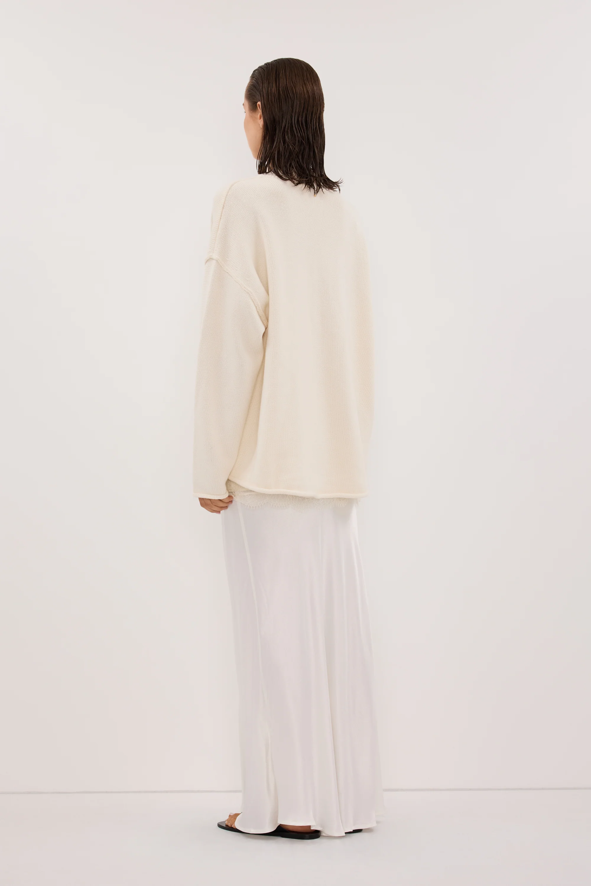 CHARLI WHITE SATIN MAXI SKIRT - Image 5