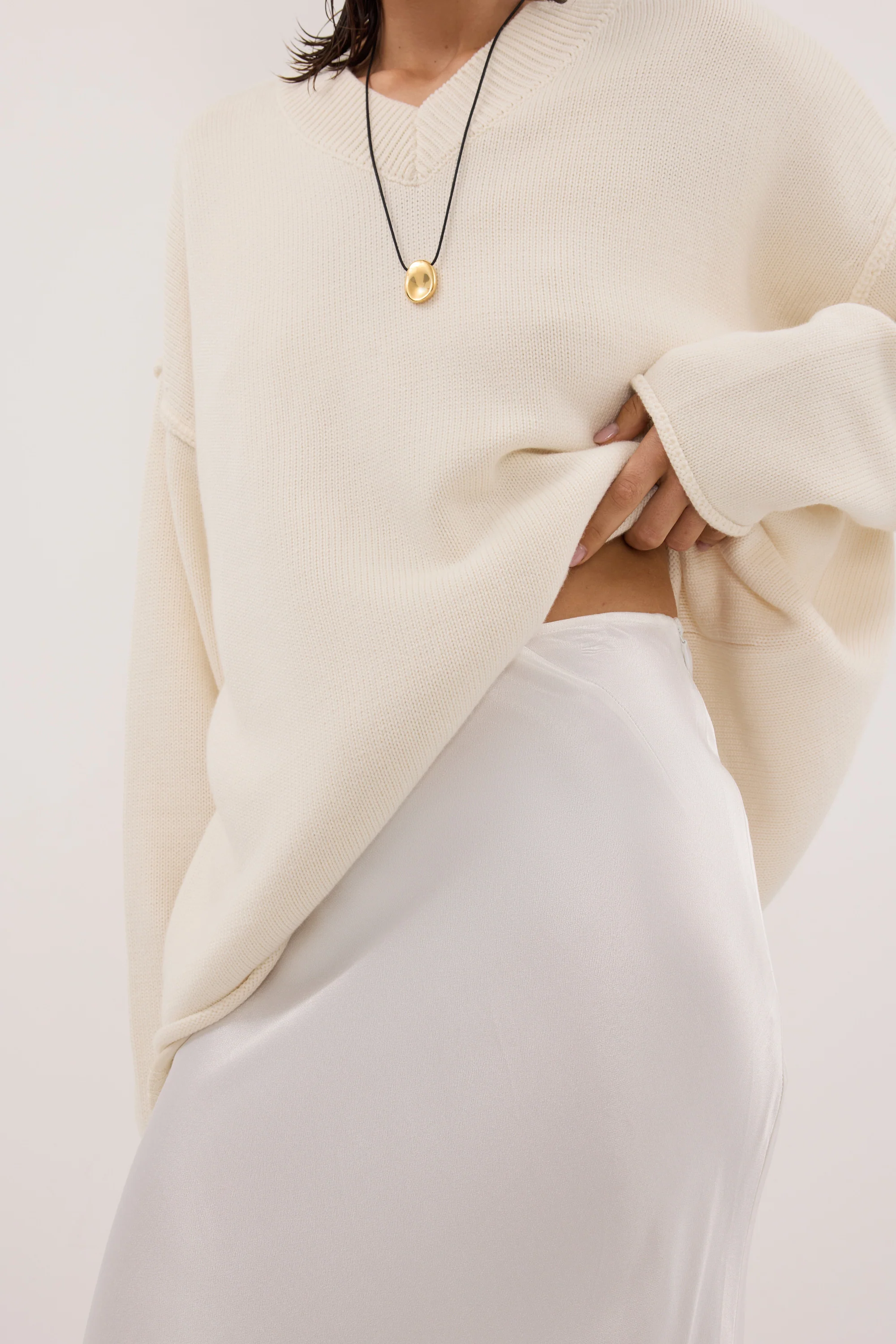 CHARLI WHITE SATIN MAXI SKIRT - Image 6
