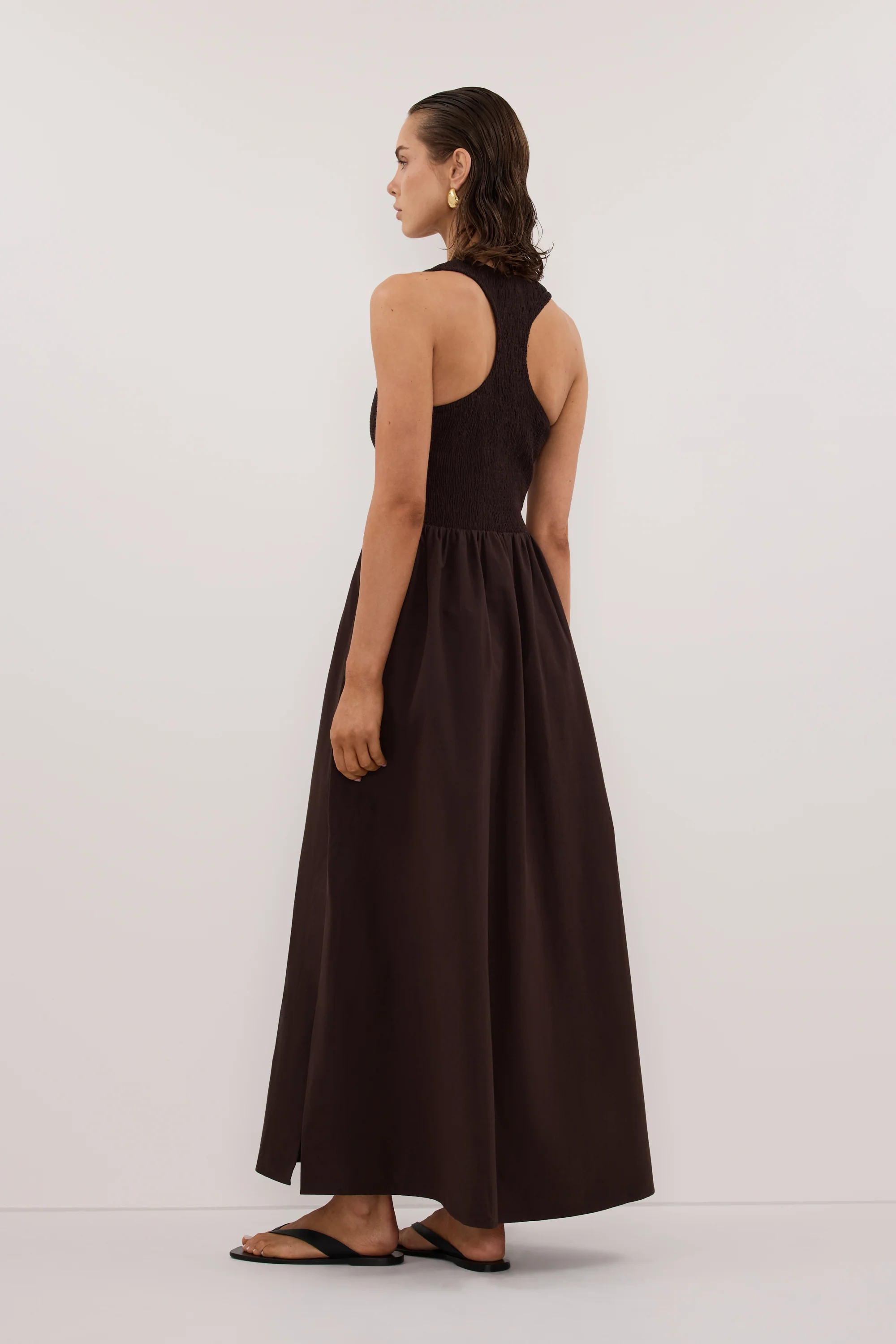 FLORENCE BURNT CHOC COTTON MIDI DRESS - Image 5