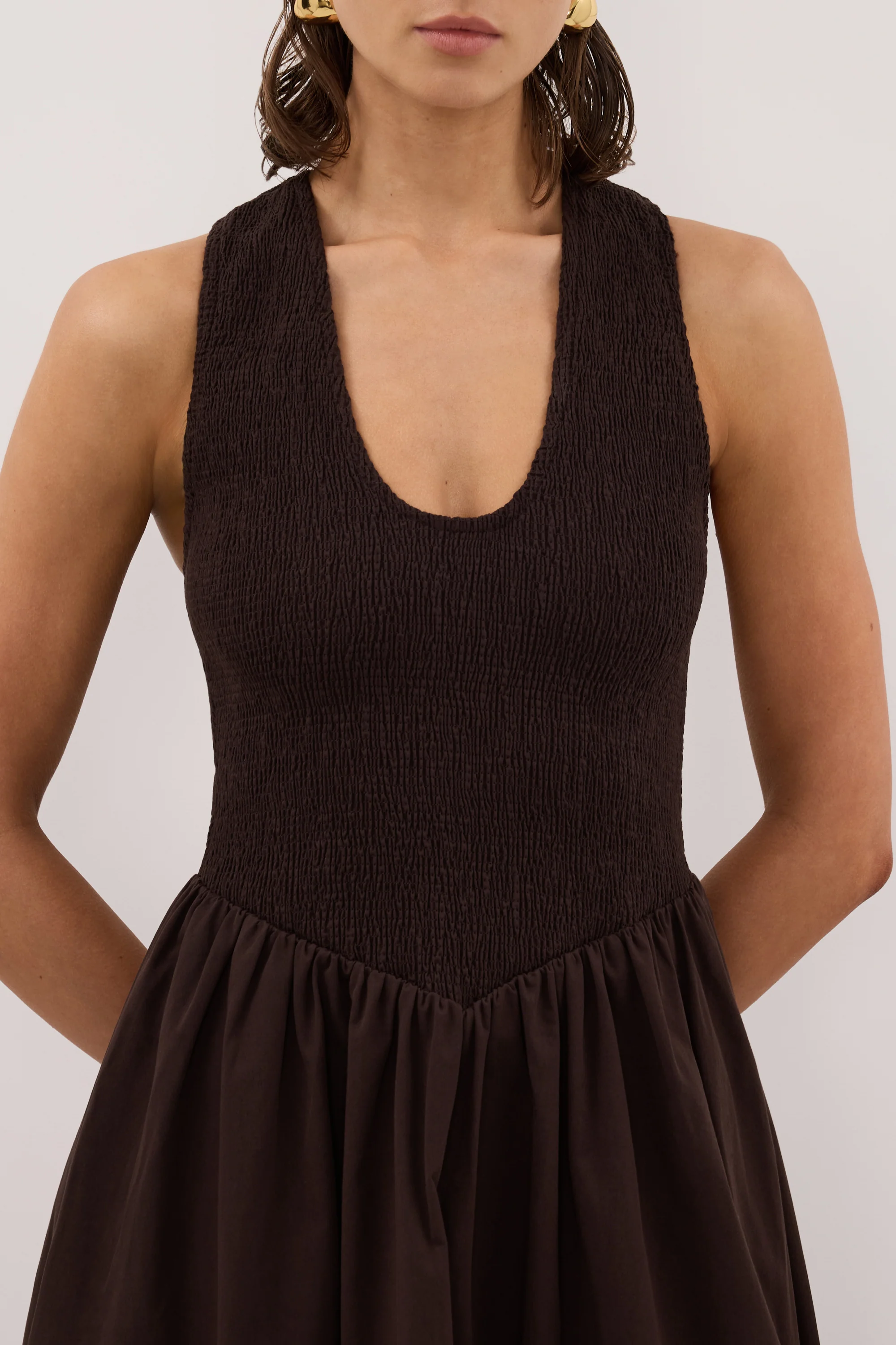 FLORENCE BURNT CHOC COTTON MIDI DRESS - Image 6
