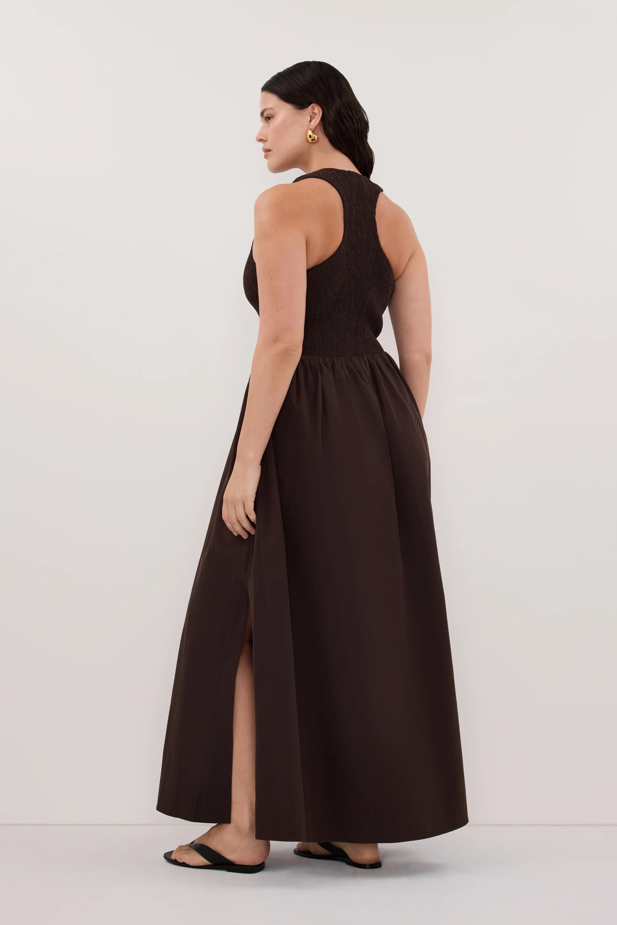 FLORENCE BURNT CHOC COTTON MIDI DRESS - Image 8
