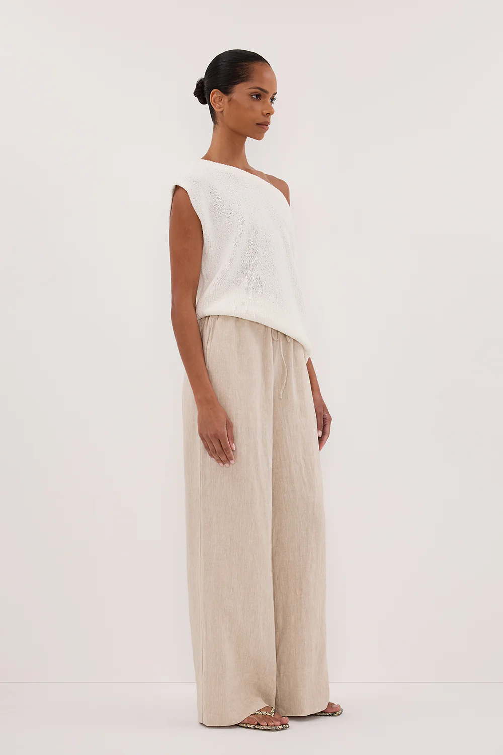 GINA NATURAL LINEN WAIST PANT - Image 3