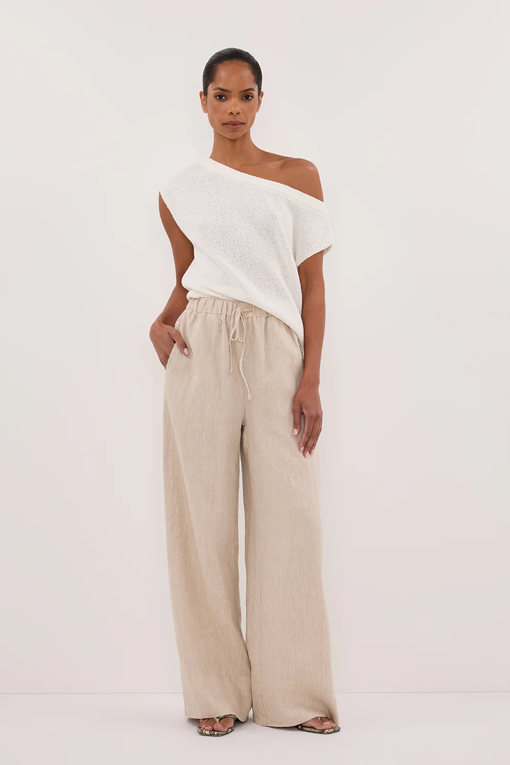 GINA NATURAL LINEN WAIST PANT - Image 6