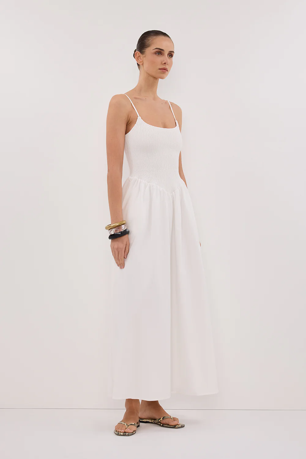 MILANO WHITE COTTON MIDI DRESS - Image 3
