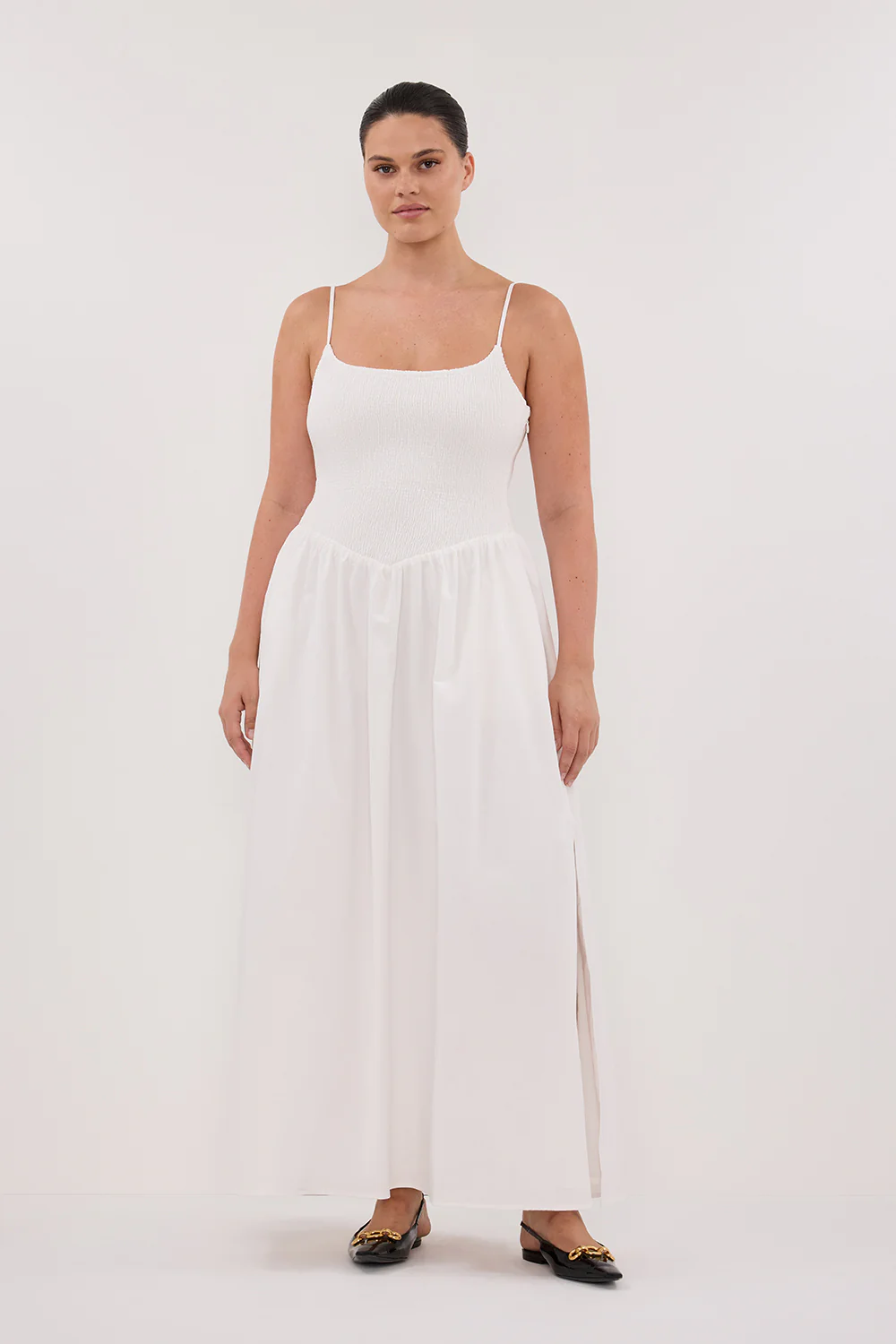 MILANO WHITE COTTON MIDI DRESS - Image 6