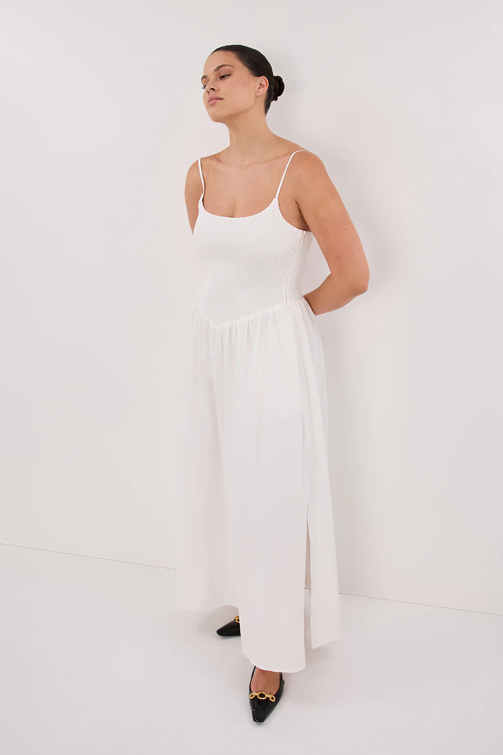 MILANO WHITE COTTON MIDI DRESS - Image 8