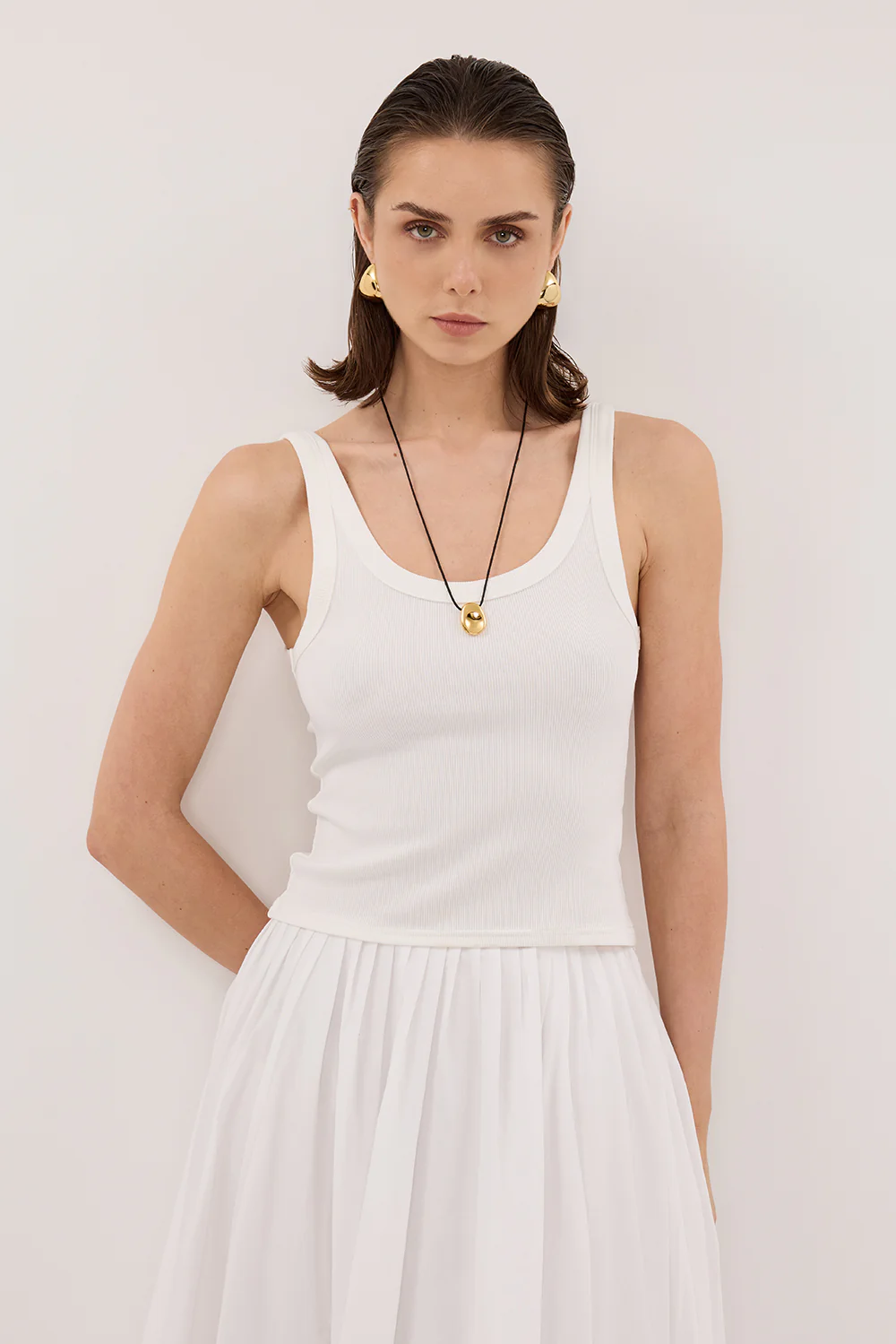 PHOEBE OFF WHITE SCOOP NECK TANK TOP - Image 3