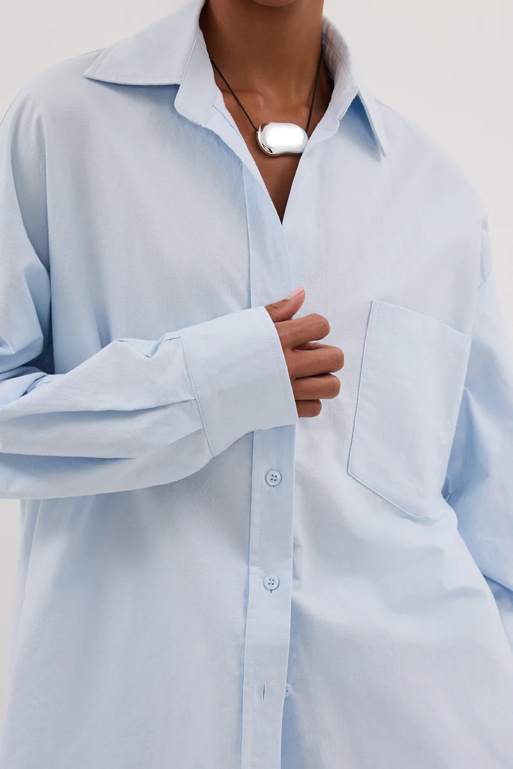 RHEA 2.0 ICE BLUE OVERSIZED COTTON SHIRT - Image 6