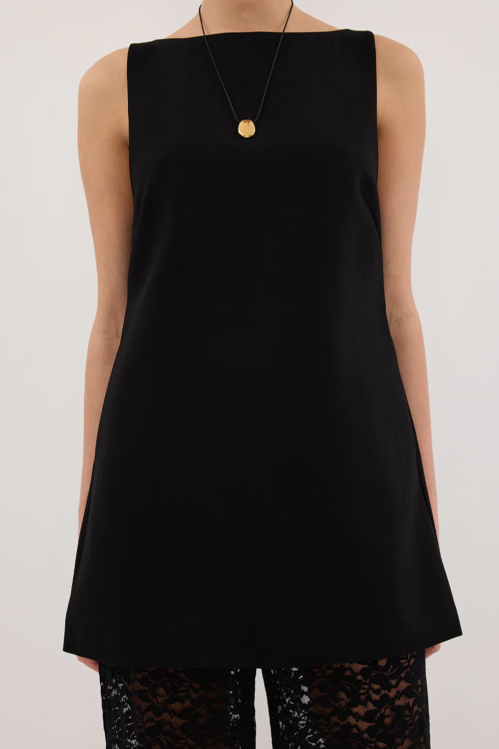 ROWIE BLACK SLEEVELESS BOAT NECK TUNIC TOP - Image 5