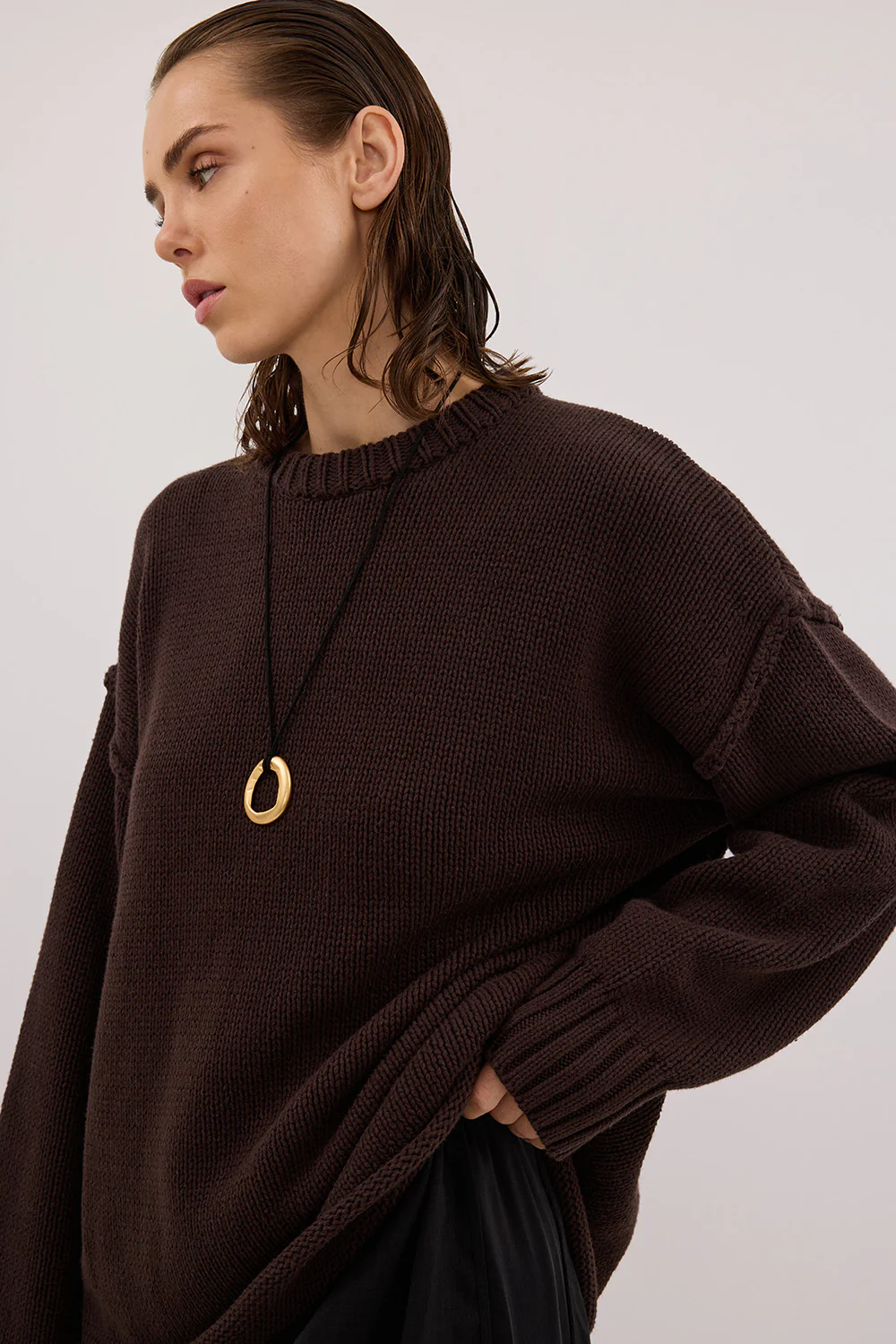 ROY CHOC OVERSIZED LONGLINE KNIT JUMPER - Image 6