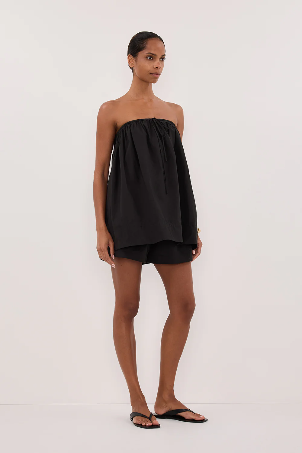 SOMMER BLACK STRAPLESS POPLIN TOP - Image 3